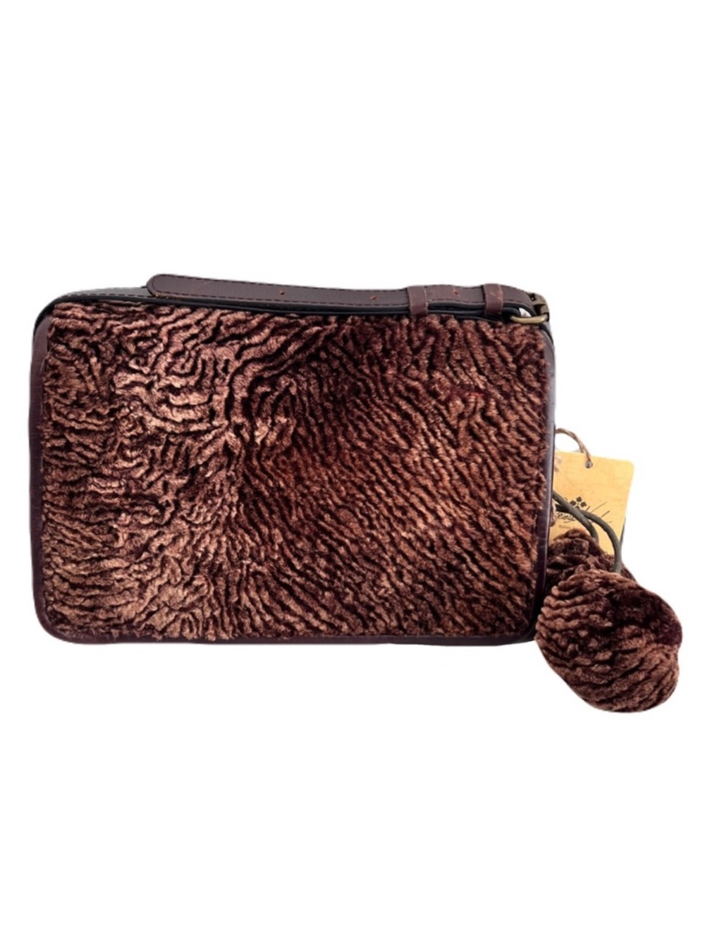 NWT Patricia Nash Brown Laser Cut Sherpa ‘Bari’ Crossbody Bag in “Chocolate”